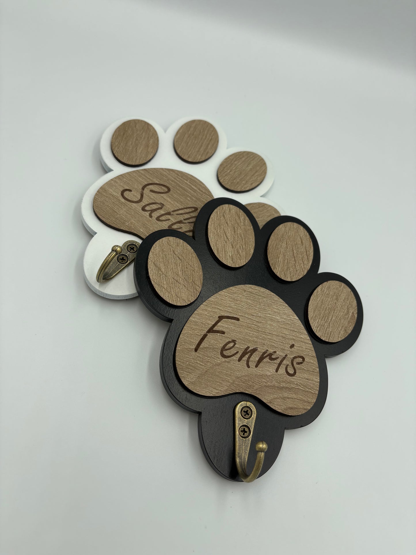 Porta guinzagli in legno personalizzato | Appendi guinzagli con ganci per chiavi e cappotti idea Regalo
