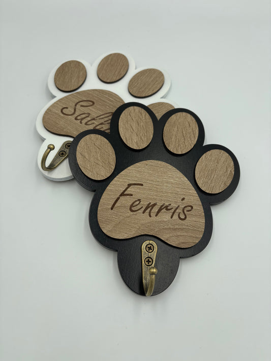 Porta guinzagli in legno personalizzato | Appendi guinzagli con ganci per chiavi e cappotti idea Regalo