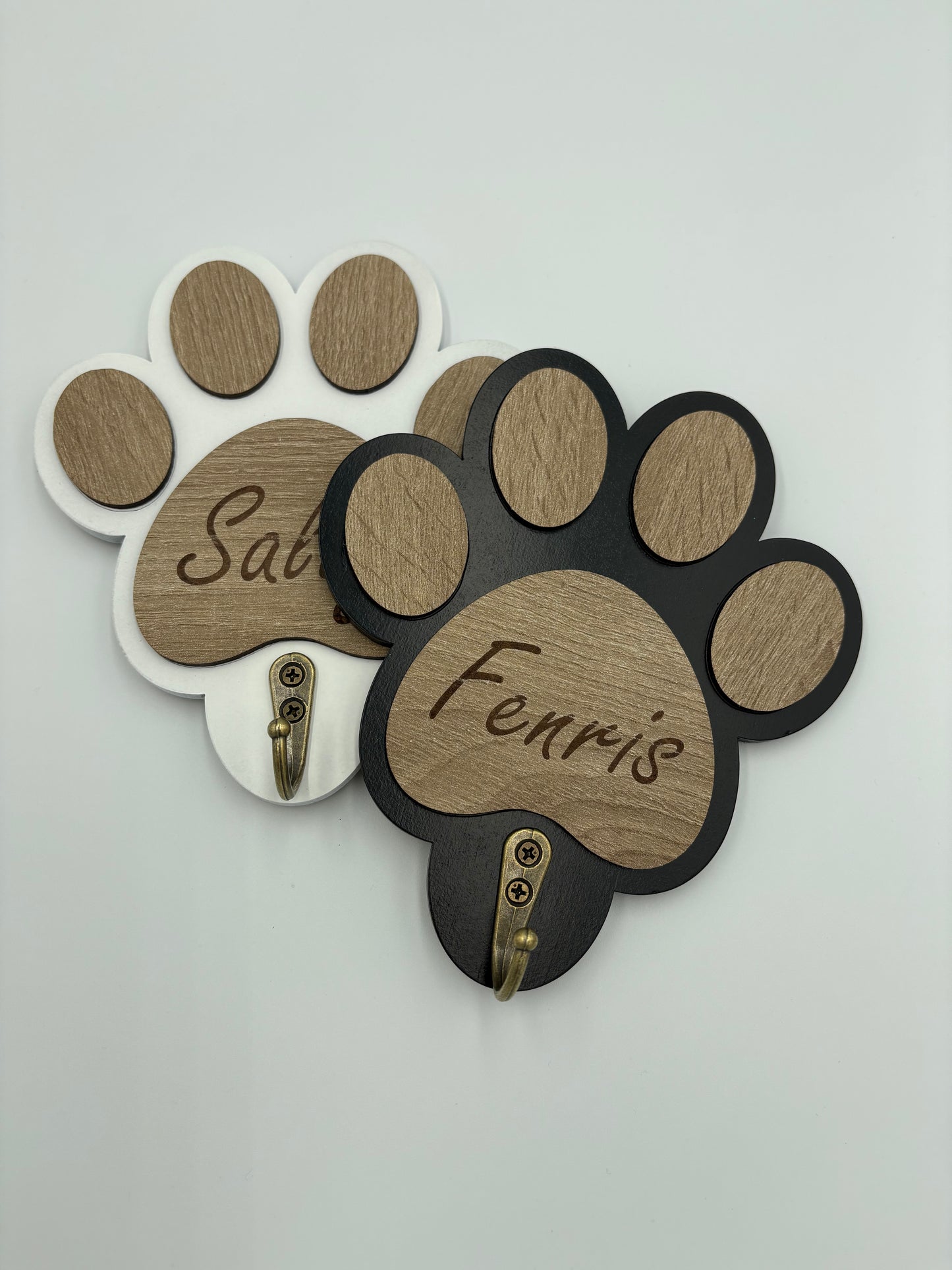 Porta guinzagli in legno personalizzato | Appendi guinzagli con ganci per chiavi e cappotti idea Regalo