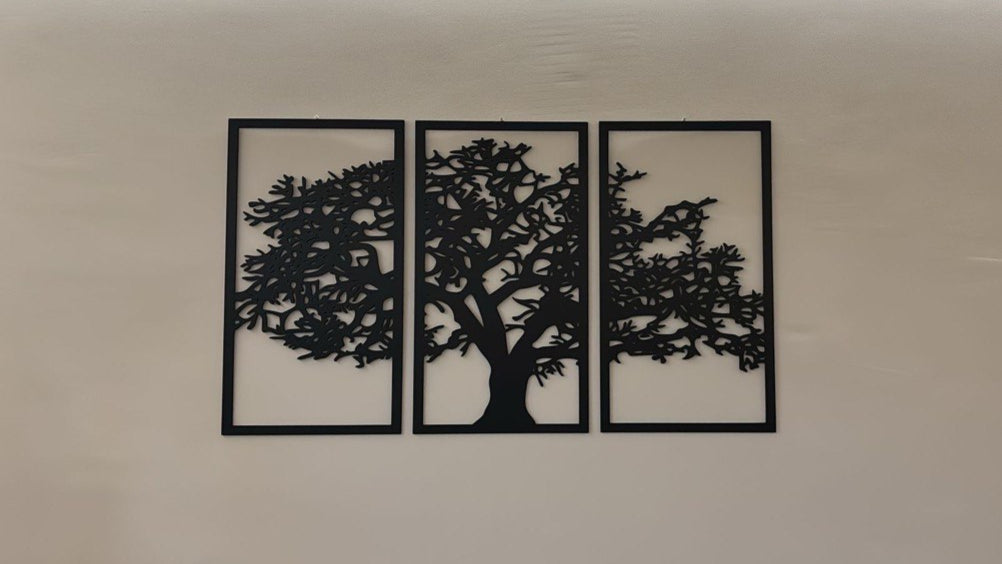 Trittico d'Arte Murale in Multistrato tre pezzi - albero della vita 150x90