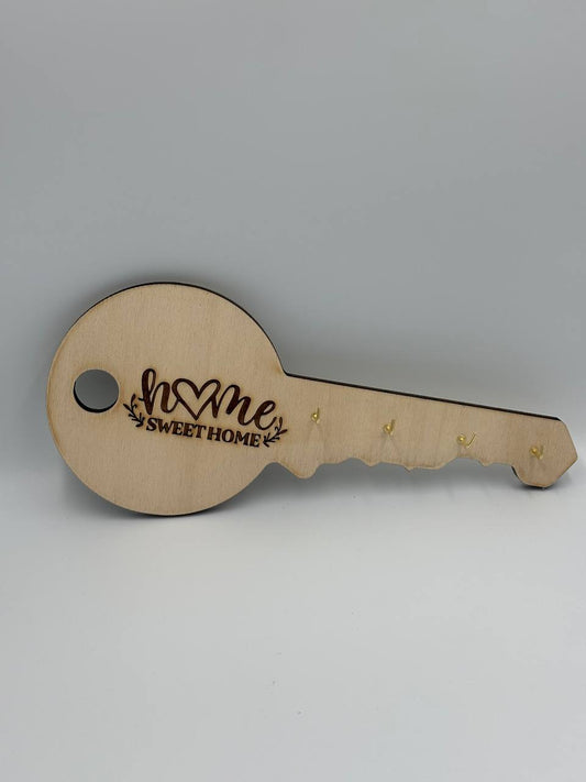 Appendi chiavi in Legno a forma di chiave – incisione “Home Sweet Home”