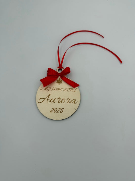 Pallina Primo Natale Personalizzata | Nome personalizzabile | Compensato 4 mm
