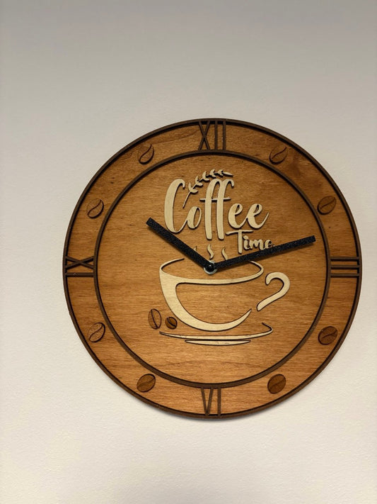 Orologio in Legno "Coffee Time" – Stile e Passione per il Caffè