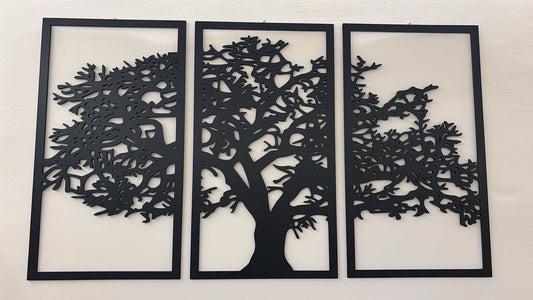 Trittico d'Arte Murale in Multistrato tre pezzi - albero della vita 150x90
