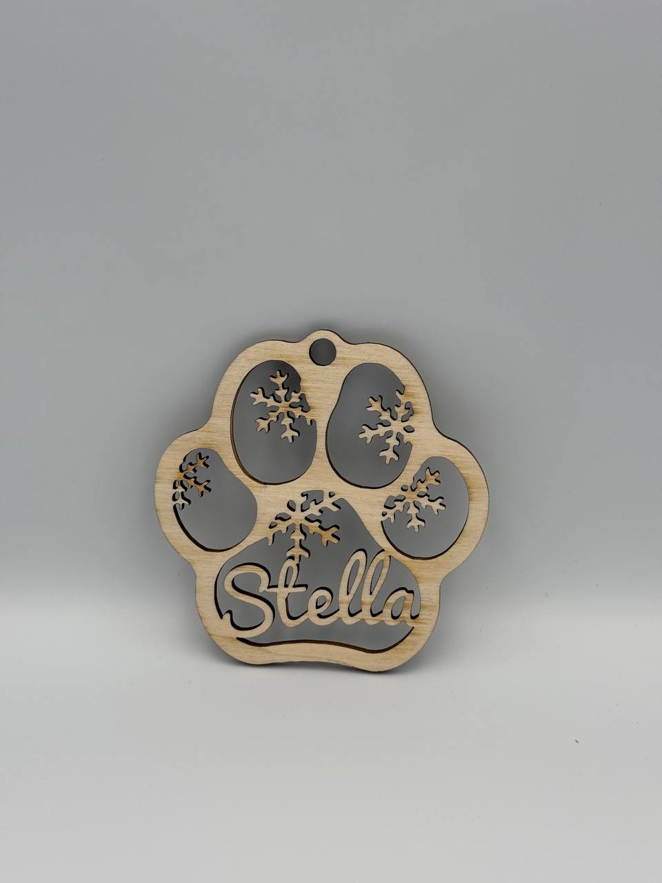 Decorazione Zampa Cane in Legno 120mm Personalizzabile – Addobbo Natalizio con Nome