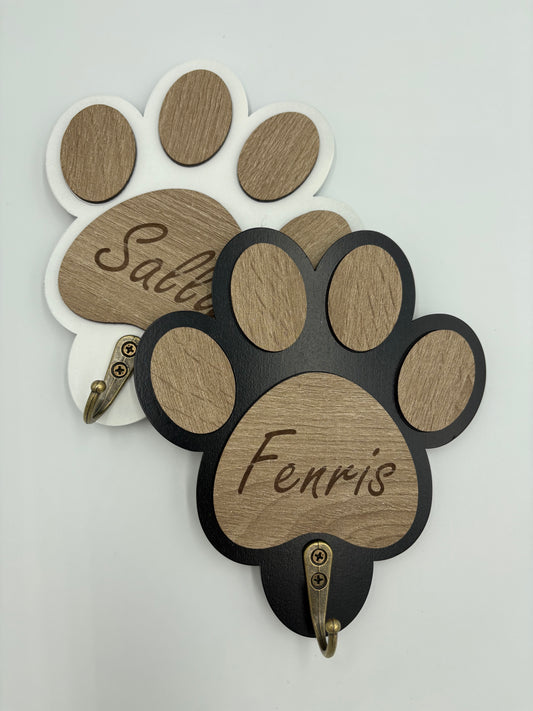 Porta guinzagli in legno personalizzato | Appendi guinzagli con ganci per chiavi e cappotti idea Regalo