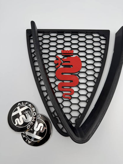 Griglia a nido d'ape con biscione e cornice a "V" per Alfa Romeo 147 2ª Serie (2004-2011)