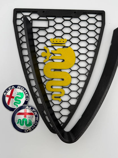 Griglia a nido d'ape con biscione e cornice a "V" per Alfa Romeo 159