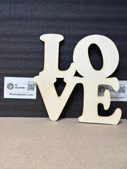Scritta “LOVE” in Legno di Pioppo Multistrato – Taglio Laser