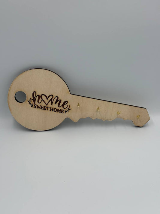 Appendi chiavi in Legno a forma di chiave – incisione “Home Sweet Home”
