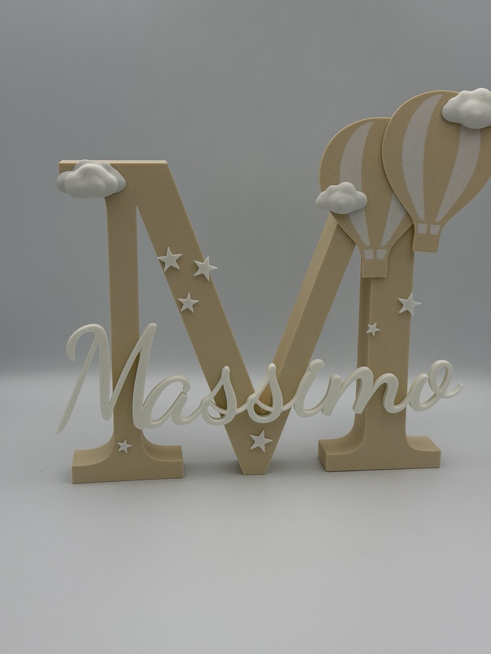 Iniziale Lettera personalizzata con nome – Decorazione con mongolfiere (30 cm)