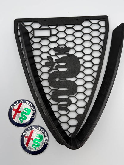 Griglia a nido d'ape con biscione e cornice a "V" per Alfa Romeo 159