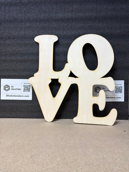 Scritta “LOVE” in Legno di Pioppo Multistrato – Taglio Laser