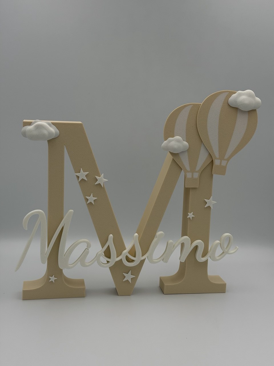 Iniziale Lettera personalizzata con nome – Decorazione con mongolfiere (30 cm)