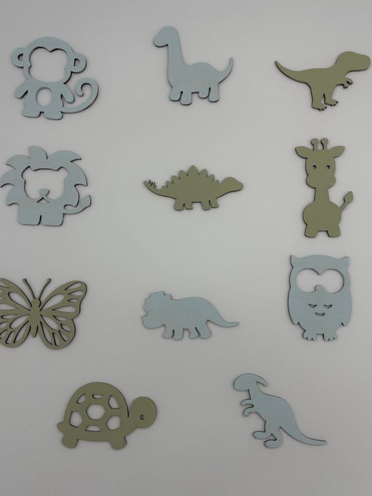 Sagome in Legno Animali e Dinosauri Tagliate al Laser per Decorazioni e Lavoretti Creativi