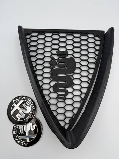 Griglia a nido d'ape con biscione e cornice a "V" per Alfa Romeo 147 2ª Serie (2004-2011)