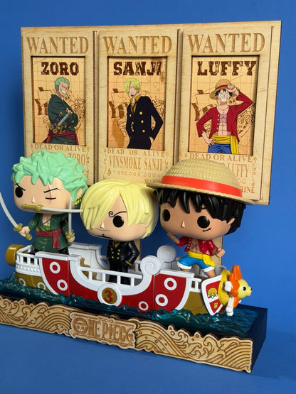 Stand Espositore Funko Pop One Piece Kinder – Base + Supporto Wanted in Legno