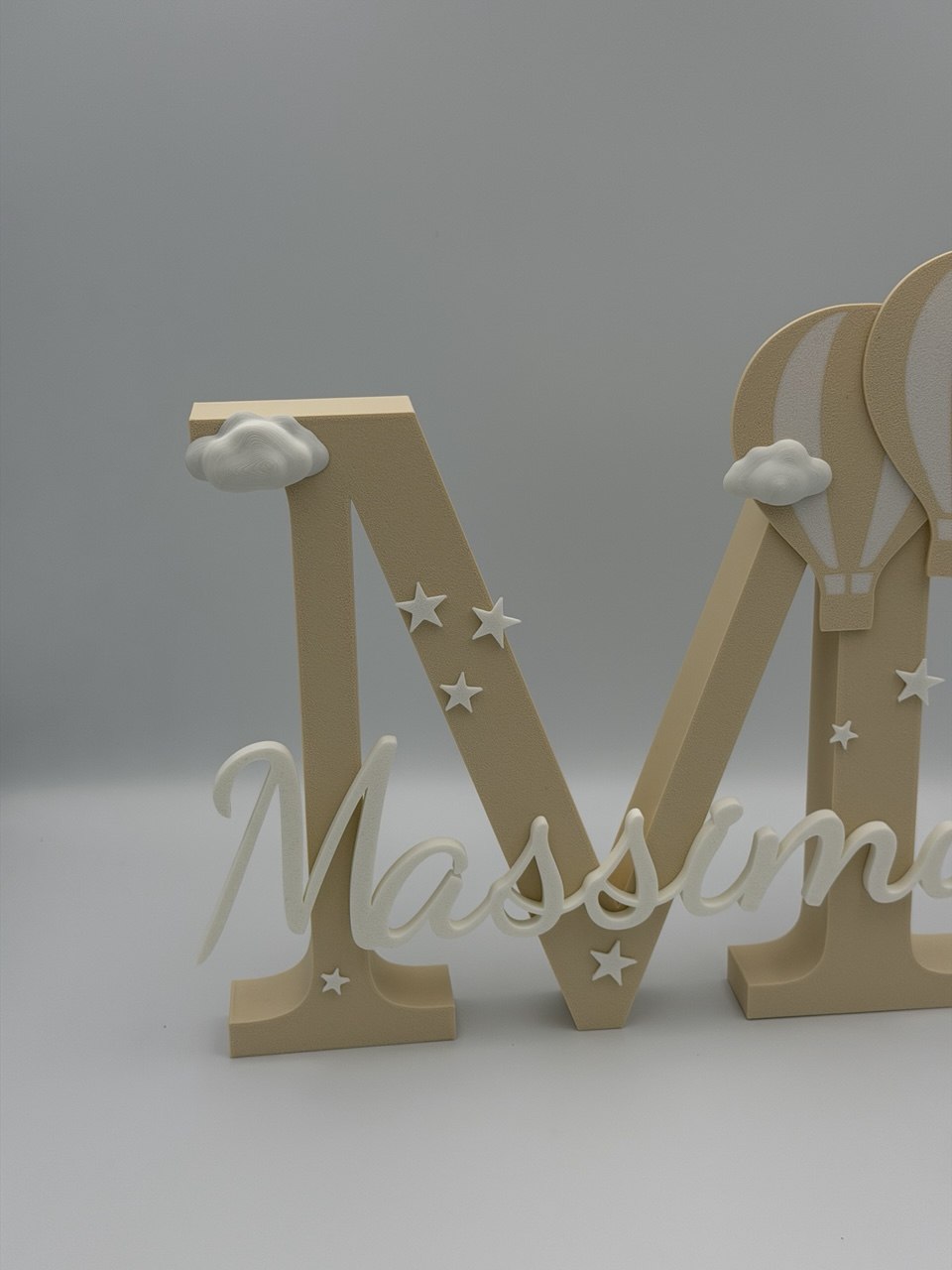 Iniziale Lettera personalizzata con nome – Decorazione con mongolfiere (30 cm)