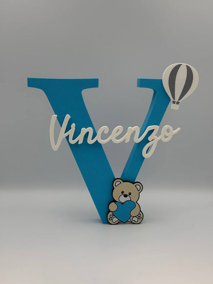Iniziale Lettera personalizzata con nome – Decorazione con orsetto