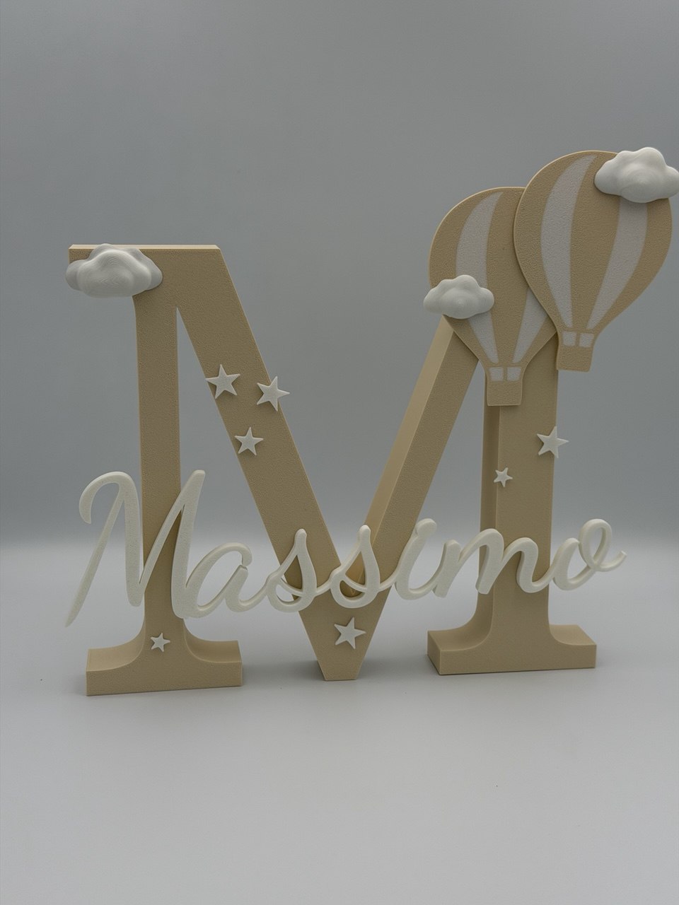 Iniziale Lettera personalizzata con nome – Decorazione con mongolfiere (30 cm)