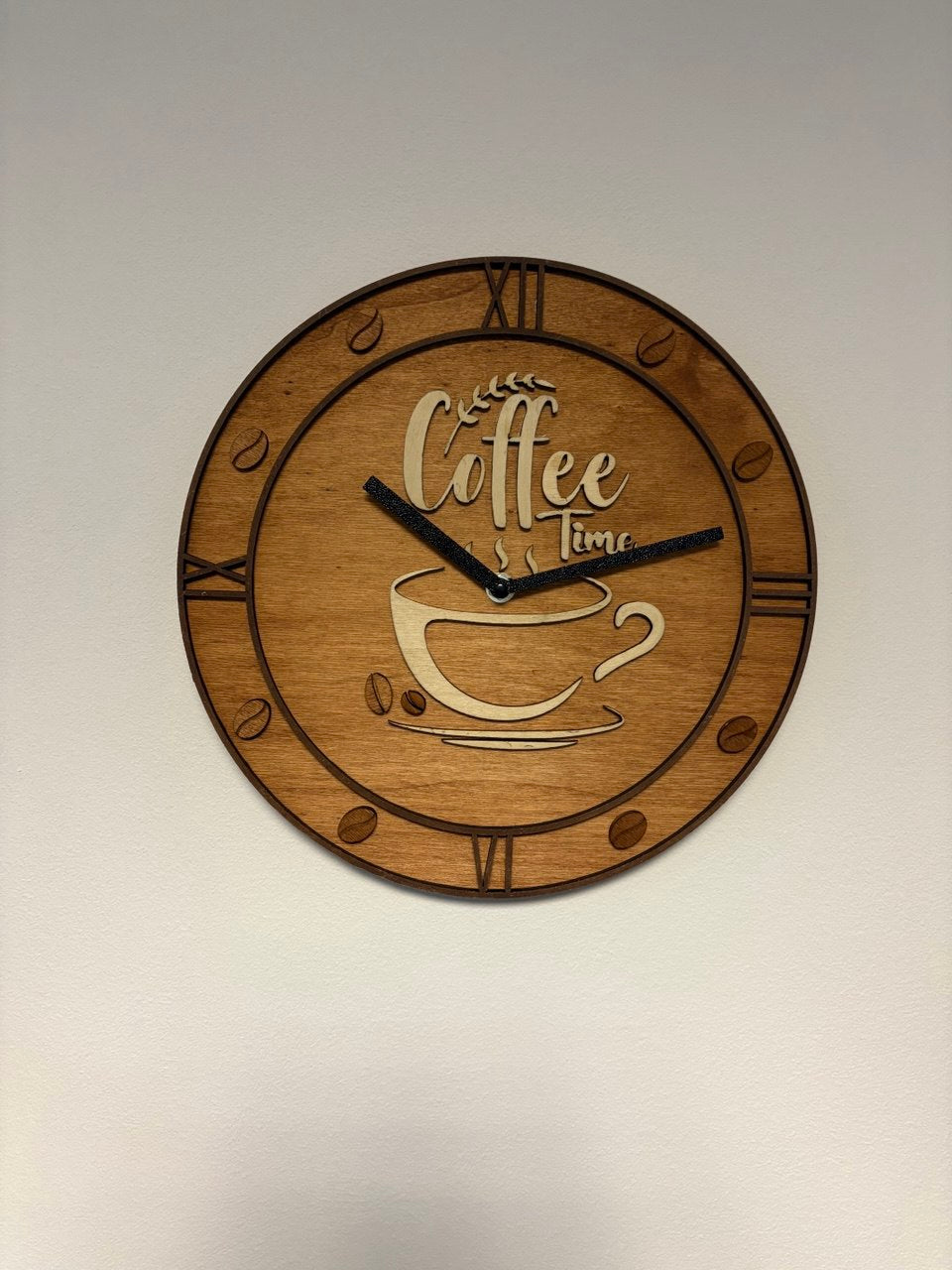 Orologio in Legno "Coffee Time" – Stile e Passione per il Caffè