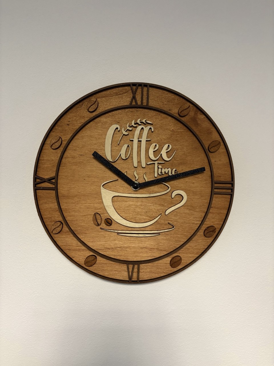 Orologio in Legno "Coffee Time" – Stile e Passione per il Caffè
