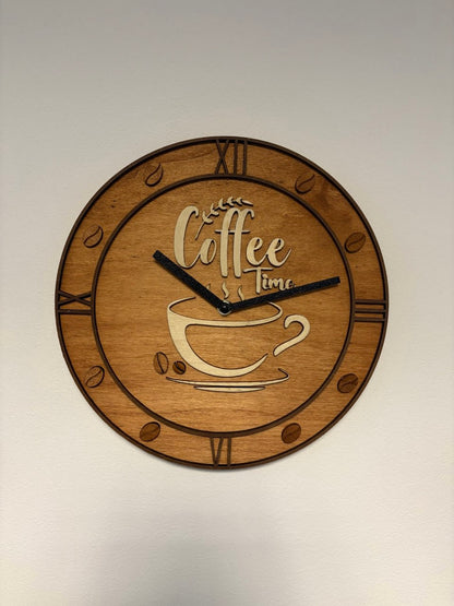 Orologio in Legno "Coffee Time" – Stile e Passione per il Caffè