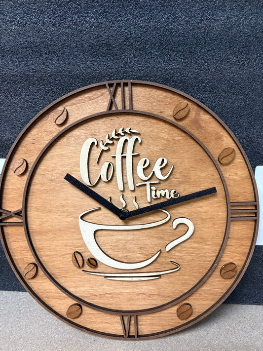 Orologio in Legno "Coffee Time" – Stile e Passione per il Caffè