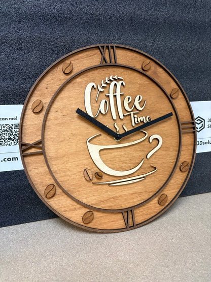 Orologio in Legno "Coffee Time" – Stile e Passione per il Caffè
