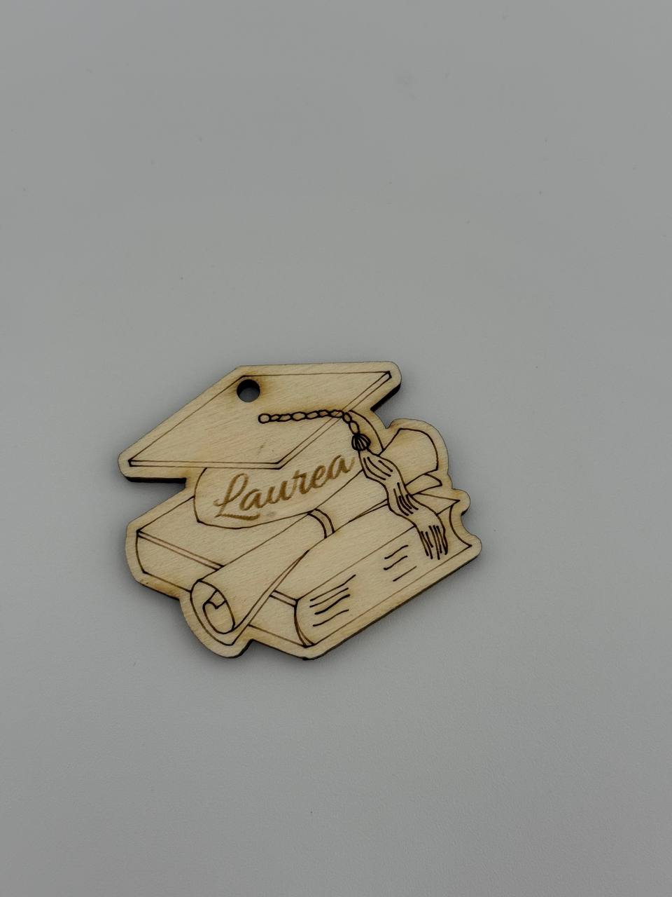 Ciondolo/etichetta bomboniera Laurea Tocco