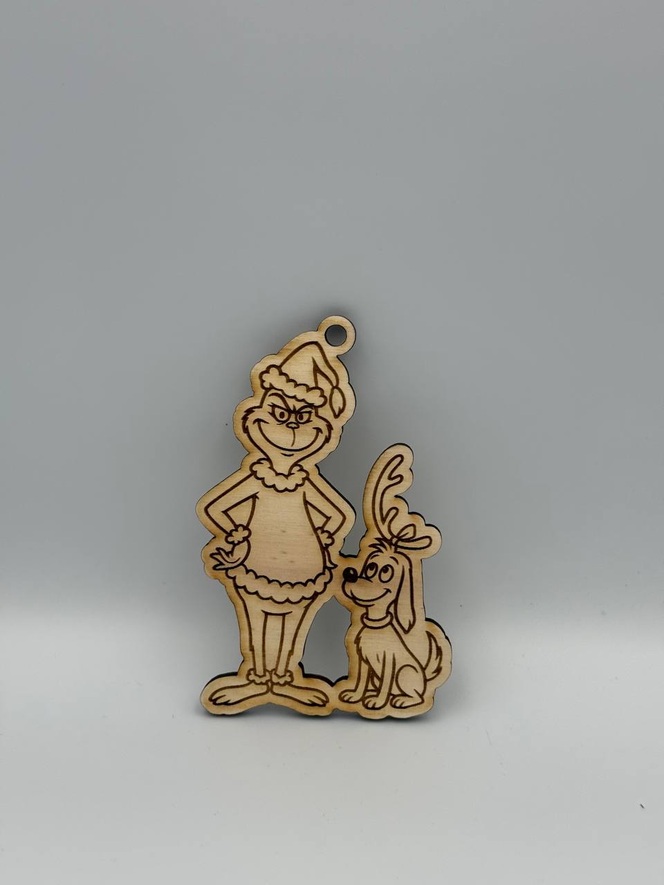 Decorazione Grinch in Legno 120mm – Addobbo Natalizio Inciso al Laser per Albero di Natale