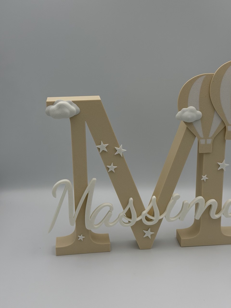 Iniziale Lettera personalizzata con nome – Decorazione con mongolfiere (30 cm)