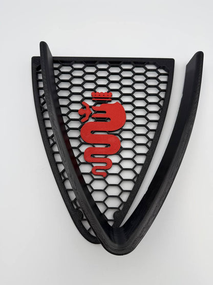 Griglia a nido d'ape con biscione e cornice a "V" per Alfa Romeo 147 2ª Serie (2004-2011)