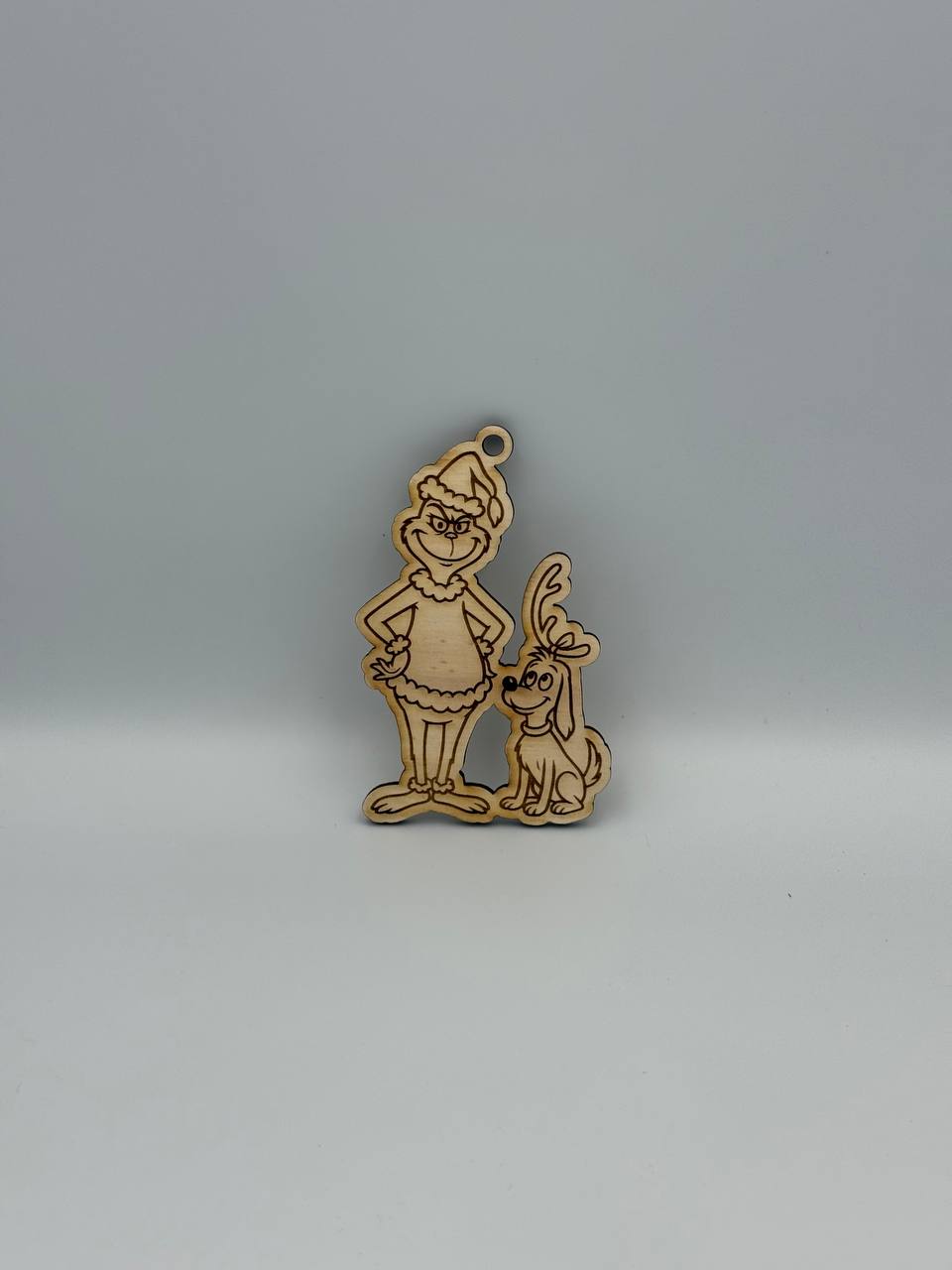 Decorazione Grinch in Legno 120mm – Addobbo Natalizio Inciso al Laser per Albero di Natale