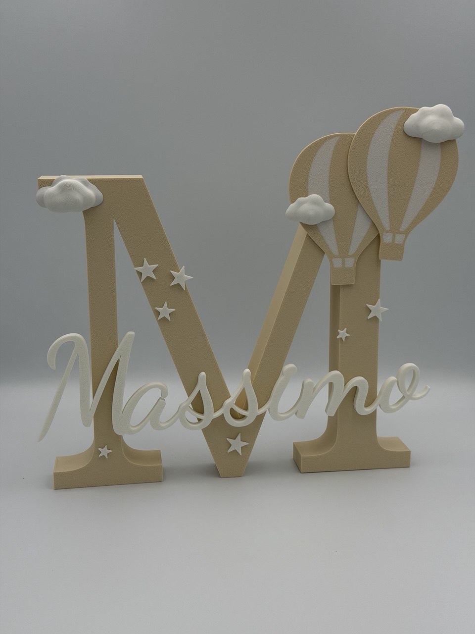 Iniziale Lettera personalizzata con nome – Decorazione con mongolfiere (30 cm)