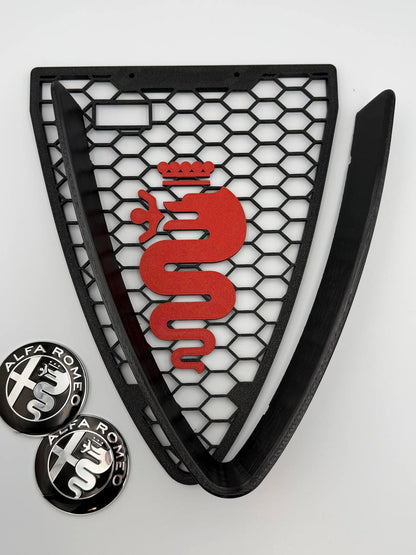 Griglia a nido d'ape con biscione e cornice a "V" per Alfa Romeo 159