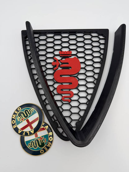 Griglia a nido d'ape con biscione e cornice a "V" per Alfa Romeo 147 2ª Serie (2004-2011)